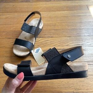 NEW Spenco Womens Sandals Ankle Strap Black Size 9 Wide NWT